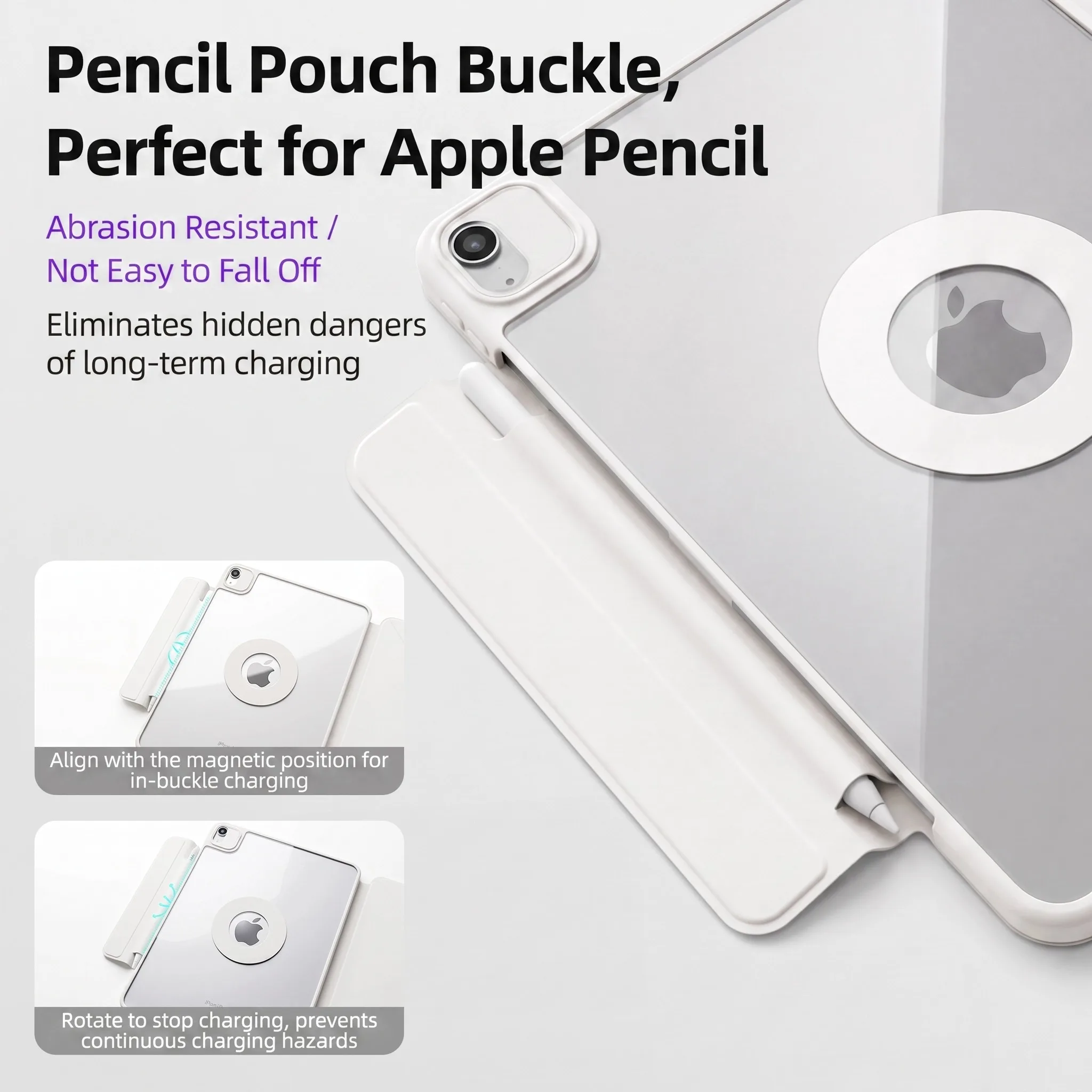 Magnetic K-fold iPad Case with Detachable Rotating Ring, Fits iPad 10/11th(A16), iPad Pro 11, iPad Air 11/13-inch, iPad Mini 6/7