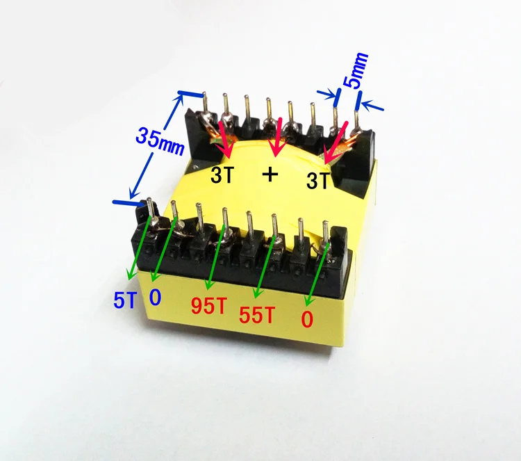 Imagem -02 - Inversor Push-pull de Cobre Puro de Alta Frequência do Transformador Duplo 12v Variável 0220v380v 18v Ec4215