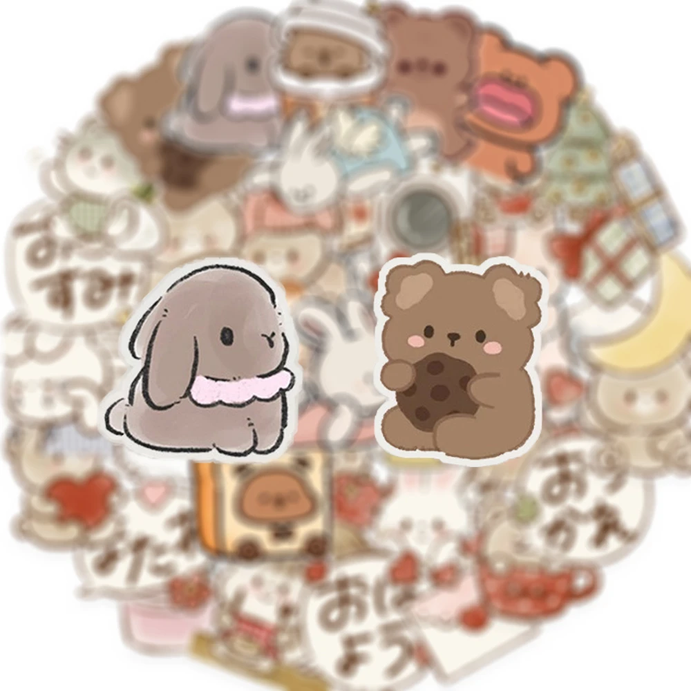 

10/30/50pcs Cute Cartoon Animals Rabbit Bear Stickers Anime Graffiti Decals DIY Water Bottle Phone Suitcase Sticker Decoration