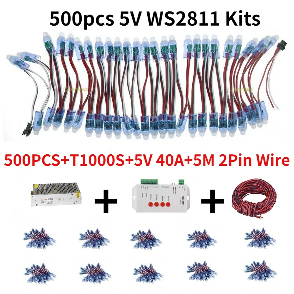 Nowy DC5V 500-1000pcs RGB WS2811 IC 12mm kolorowy piksel moduł lampy LED IP68 wodoodporny oświetlenie pikselowe LED lub zestawy do billboardu