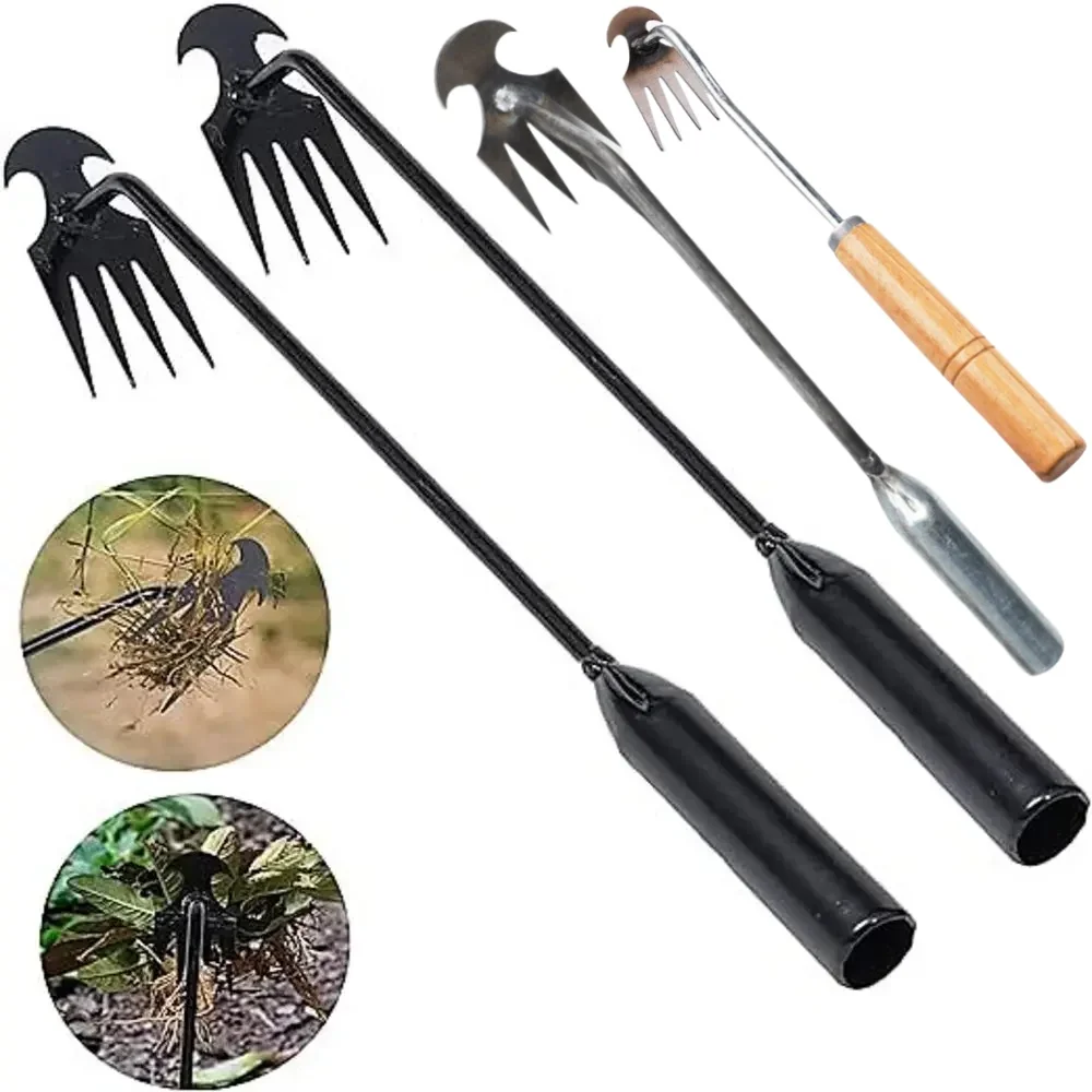 

Farm Equipment Steel Weed Puller Gardening Tools Weeding Artifact Uprooting Weeding Tool 4 Teeth Loose Soil Weeder Remover