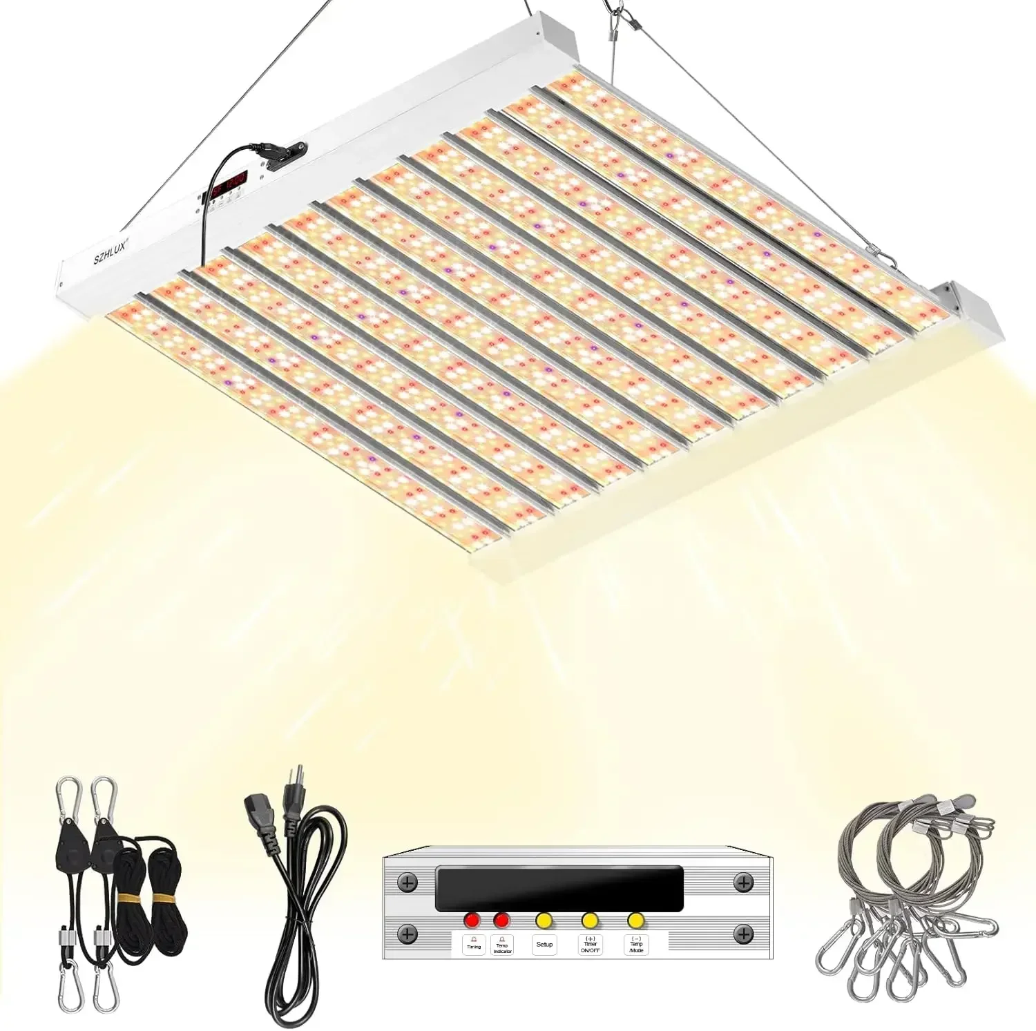 

SZHLUX 500W LED Grow Light 4x4/5x5ft with Timer and Temp Control, Full Spectrum Grow Lamp with 1056 Diodes,Indoor Plants for See