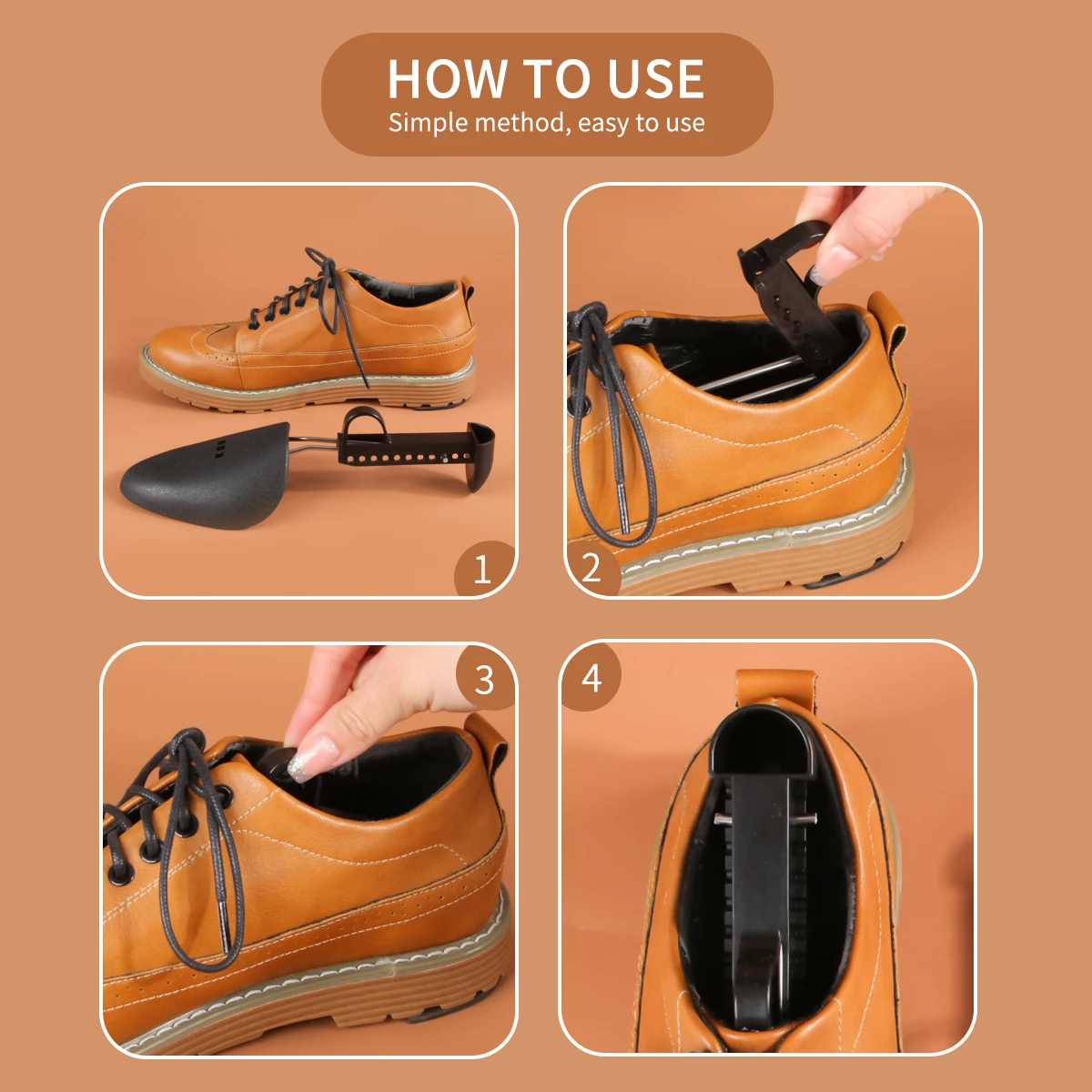 1 Paar Schuhspanner aus Kunststoff für Damen und Herren, verstellbar, zur Formung und Aufbewahrung von Schuhen und Stiefeln (weiß und schwarz), in zwei Größen. – Detail 12
