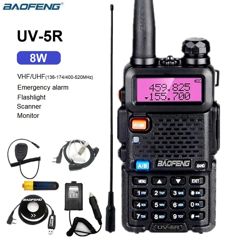 

uv 5r baofeng uv5r 8w Walkie Talkie vhf uhf UV-5R Dual Band Two Way Radio Station Ham Radio Scanner hf Transceiver for Tourist