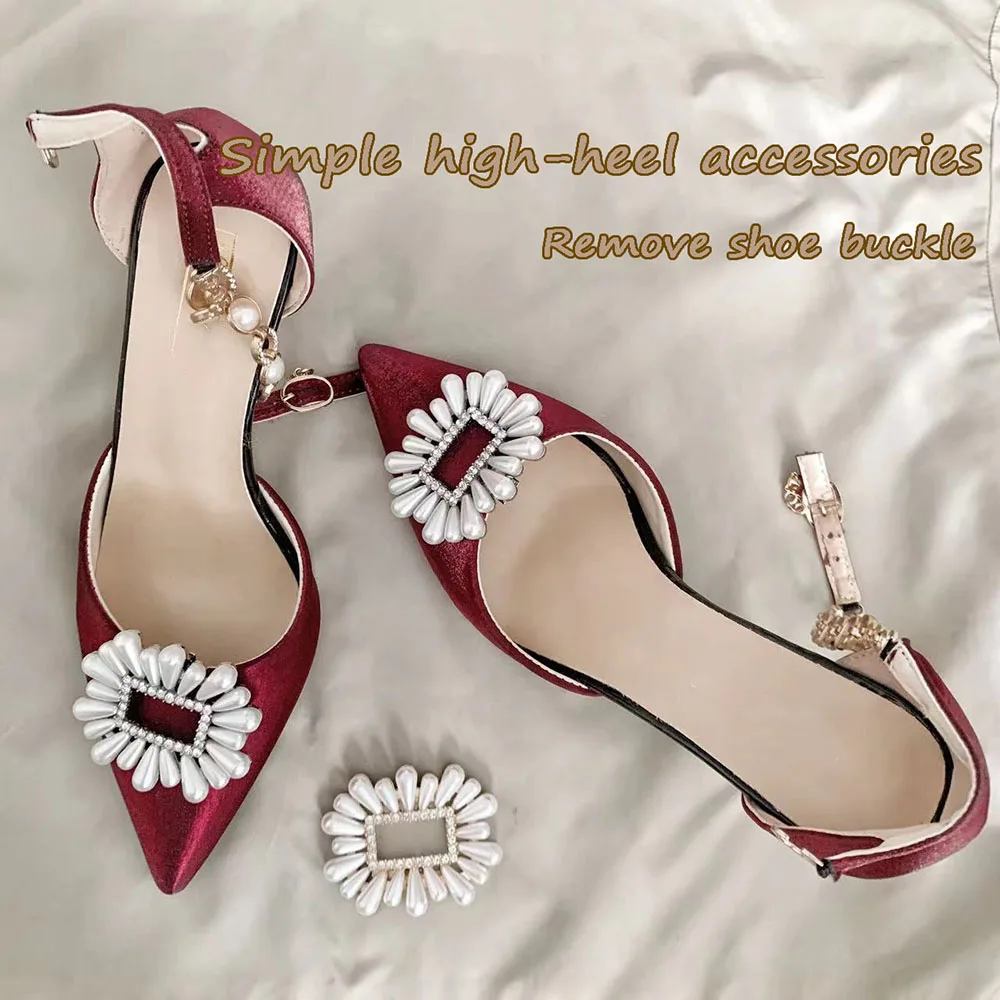 1pcWomen High Heel Shoe Clips Pearl Beaded Charm Buckle Jewelry for Wedding Bride shoes Decoration Removable Charms Shoe Crystal