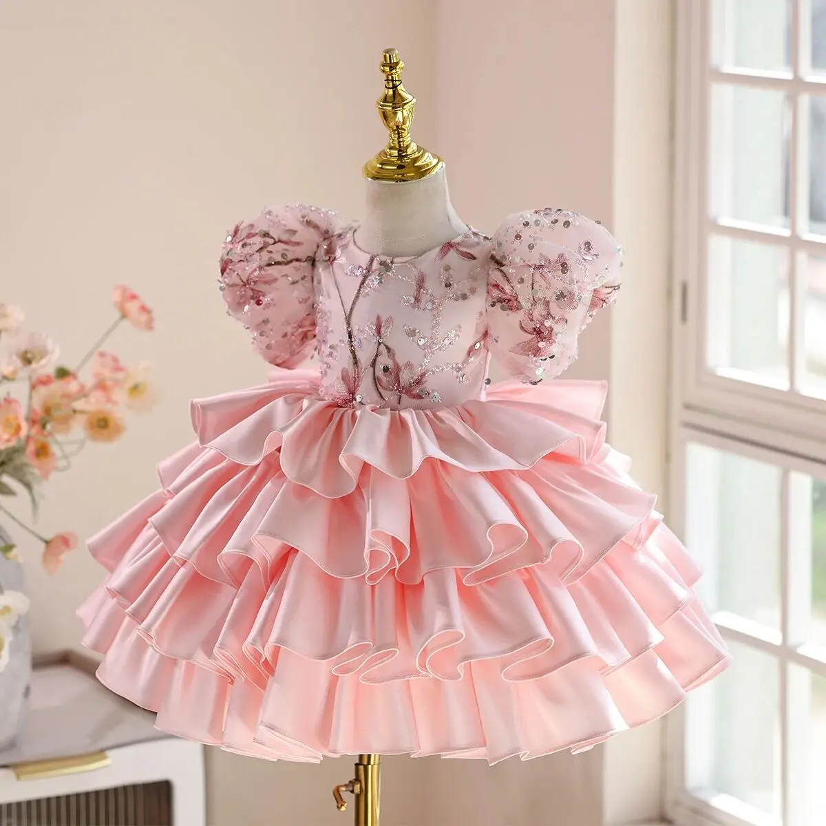Children's Princess Dress Spring/Summer Fashion Girl Light Luxury Birthday Wedding Puff Dress