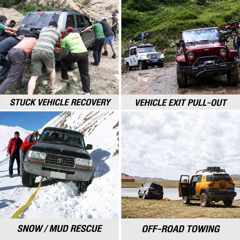 Double Layer Reinforced Towing Strap Heavy-duty Vehicle Traction Belt Durable Hauling Accessory for Emergency Roadside Rescue