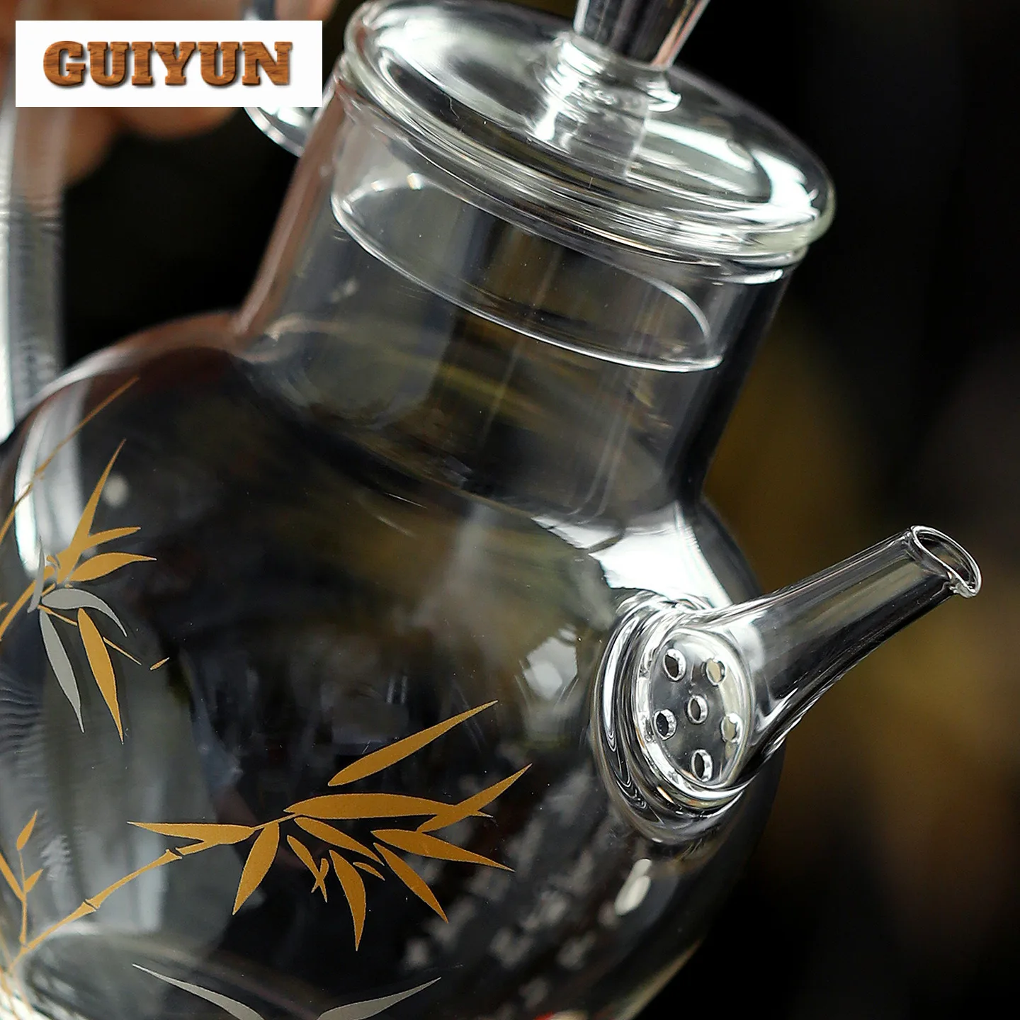 210 مللي الذهب والفضة الخيزران إبريق شاي زجاجي العتيقة الشاي Infuser وعاء صانع الشاي غلاية مع ثقب الكرة Dahongpao عناصر الشاي الحلي