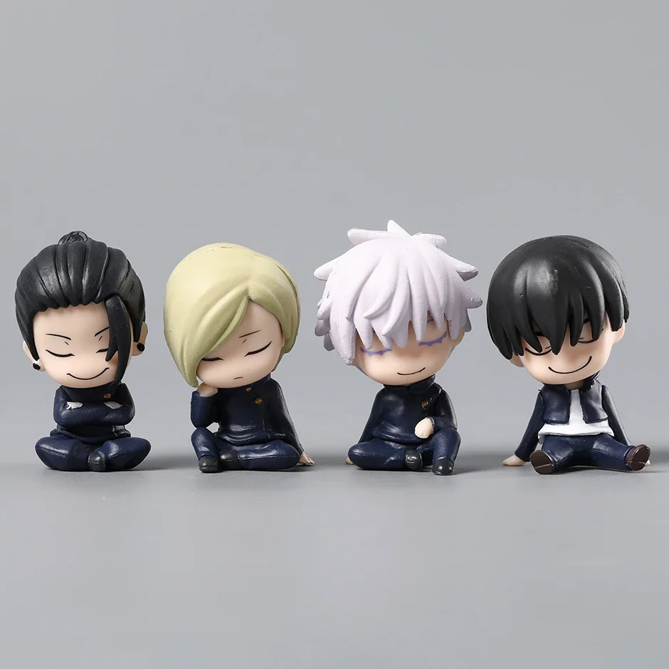 4pcs/set Anime Sleeping Satoru Gojo Geto Suguru Haibara Yu Nanami Kento Cute Toys Dolls PVC Figures Collectible Model Gift