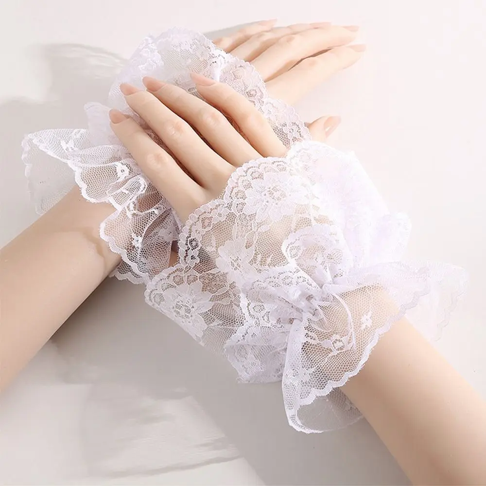 Elegant Lace Ruffled Wrist Fake Sleeves Cuffs Costume Accessory Soft Lace Cuff Comfortable Fake Cuff Wedding
