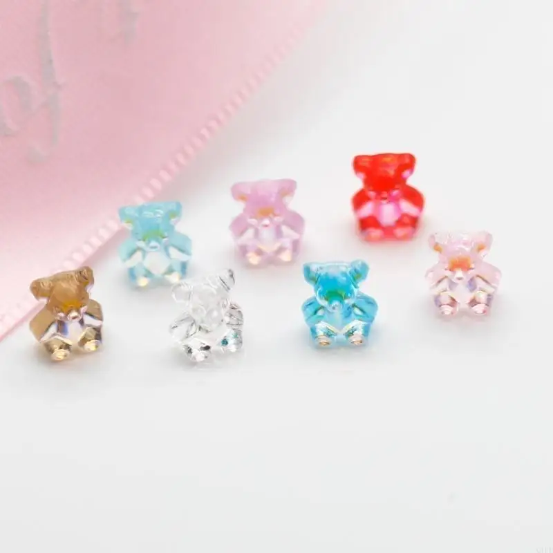 Q1FB 200pcs/set ab gummy bear beads beads crystal bear bear tharms for acrylic nails contlulful gummy bear art decoration