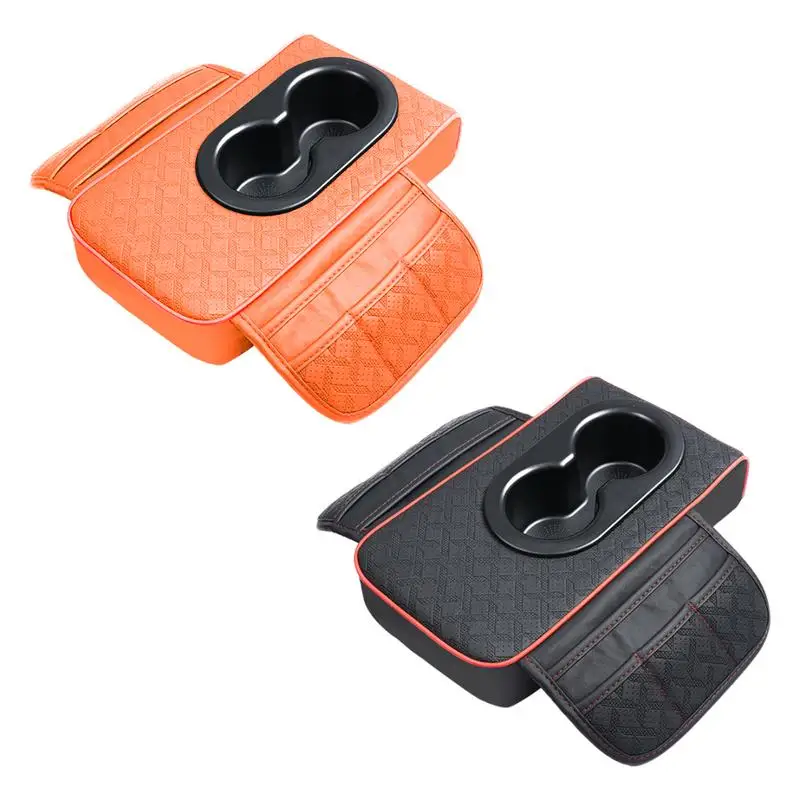 Arm Rest Cover for Car Waterproof Car Center Console Cushion Pad PU Leather Console Mat with Cup Holder Car Interior Accessories