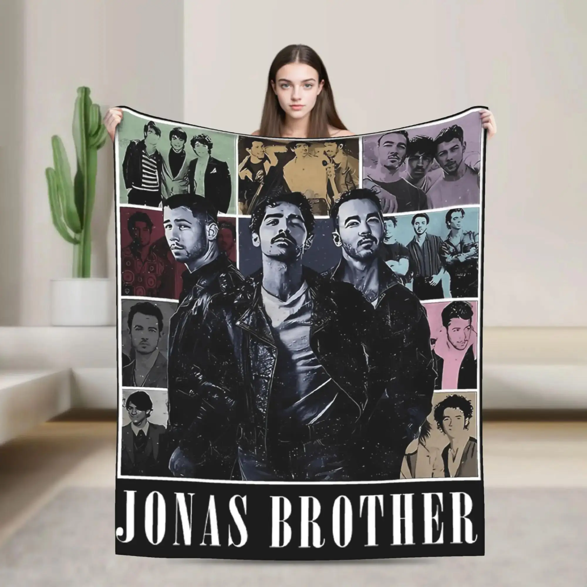 

Винтажное одеяло в стиле турне Jonas Brothers, очень мягкое, для осеннего уличного стиля, модное покрывало для девочек и мальчиков