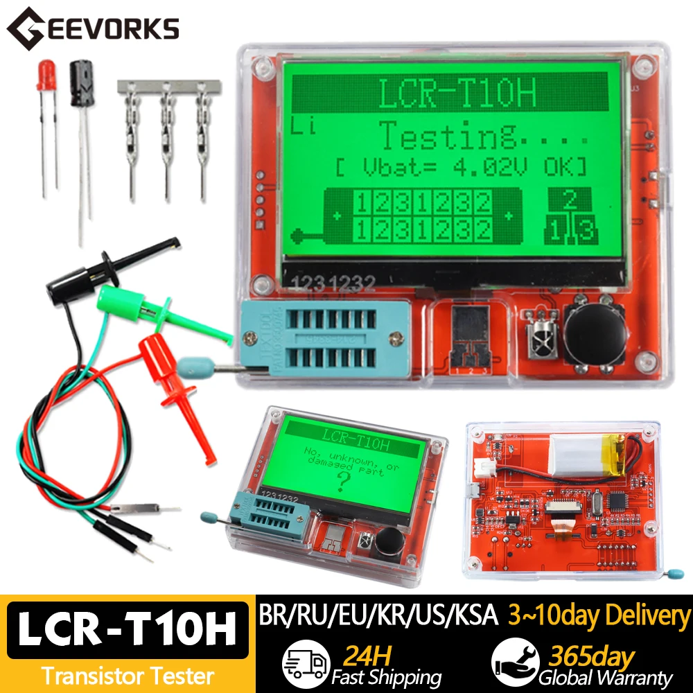 LCR-T10H Transistor Meter Multi-Function Capacitance Resistance Tester Large Screen Graphic Display Transistor Meter