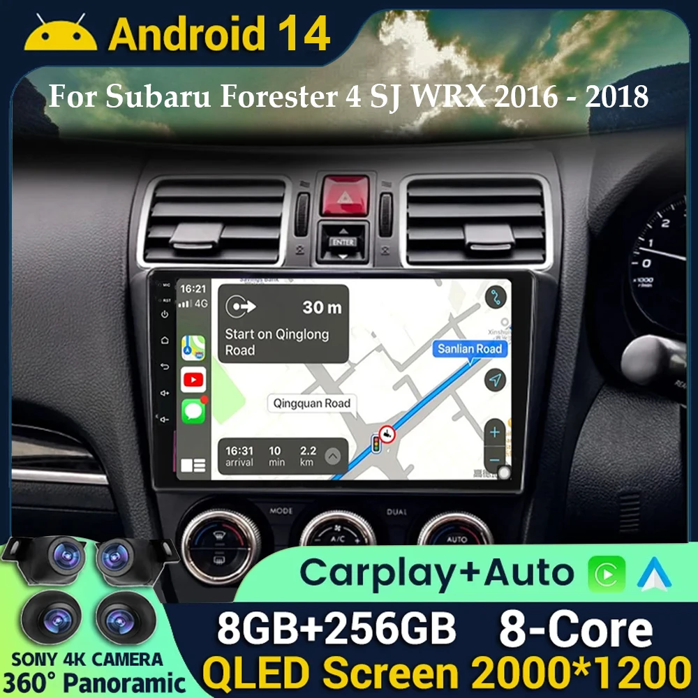 

Автомагнитола 9 дюймов Android 14 для Subaru Forester WRX XV 2015 -2018, мультимедийный плеер с навигацией, 4G, GPS, Авторадио для Carplay, BT, головное устройство