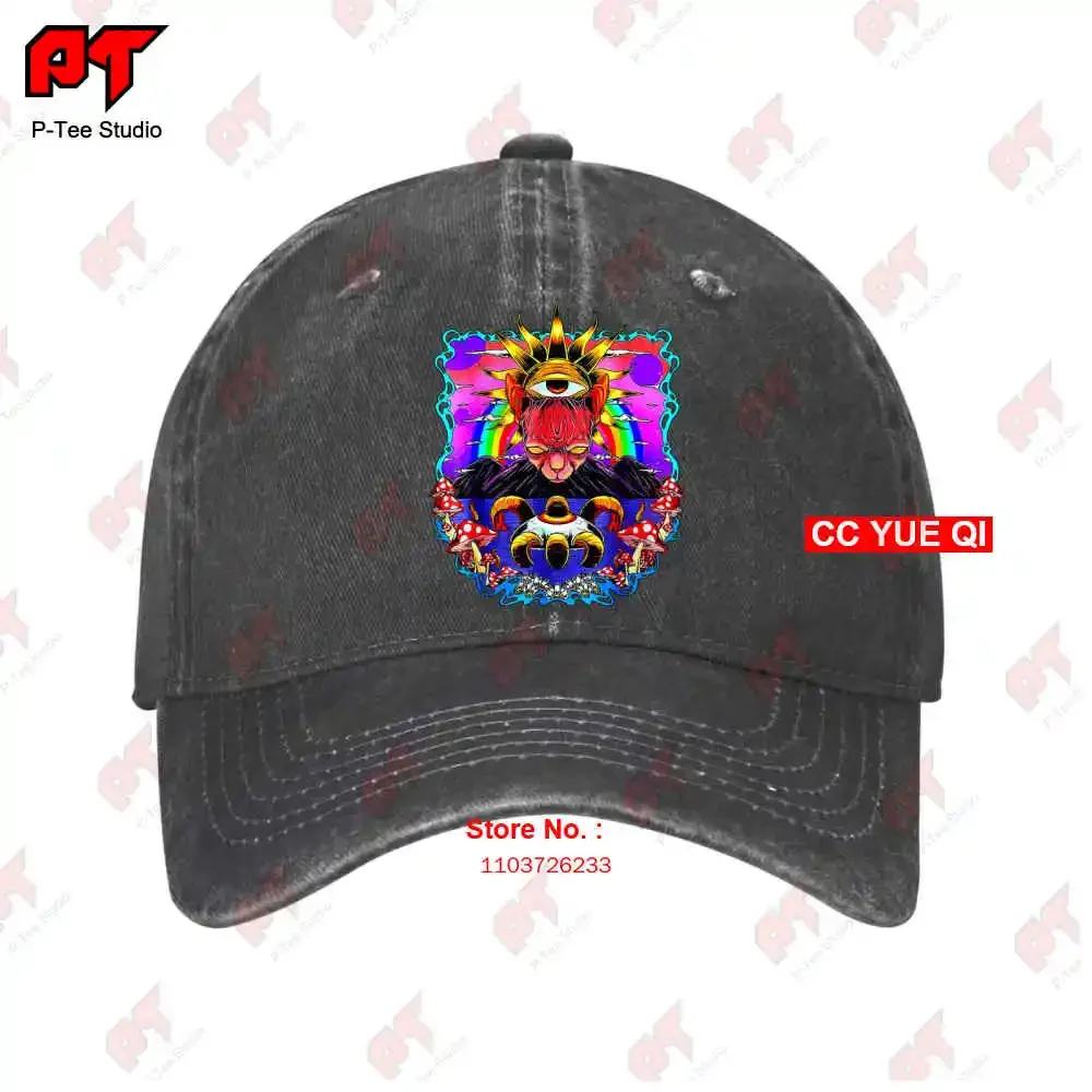 New Limited Psychedelic Sphynx Magic Mushroom Weirdcore Trippy Baseball Caps Truck Cap VRX5