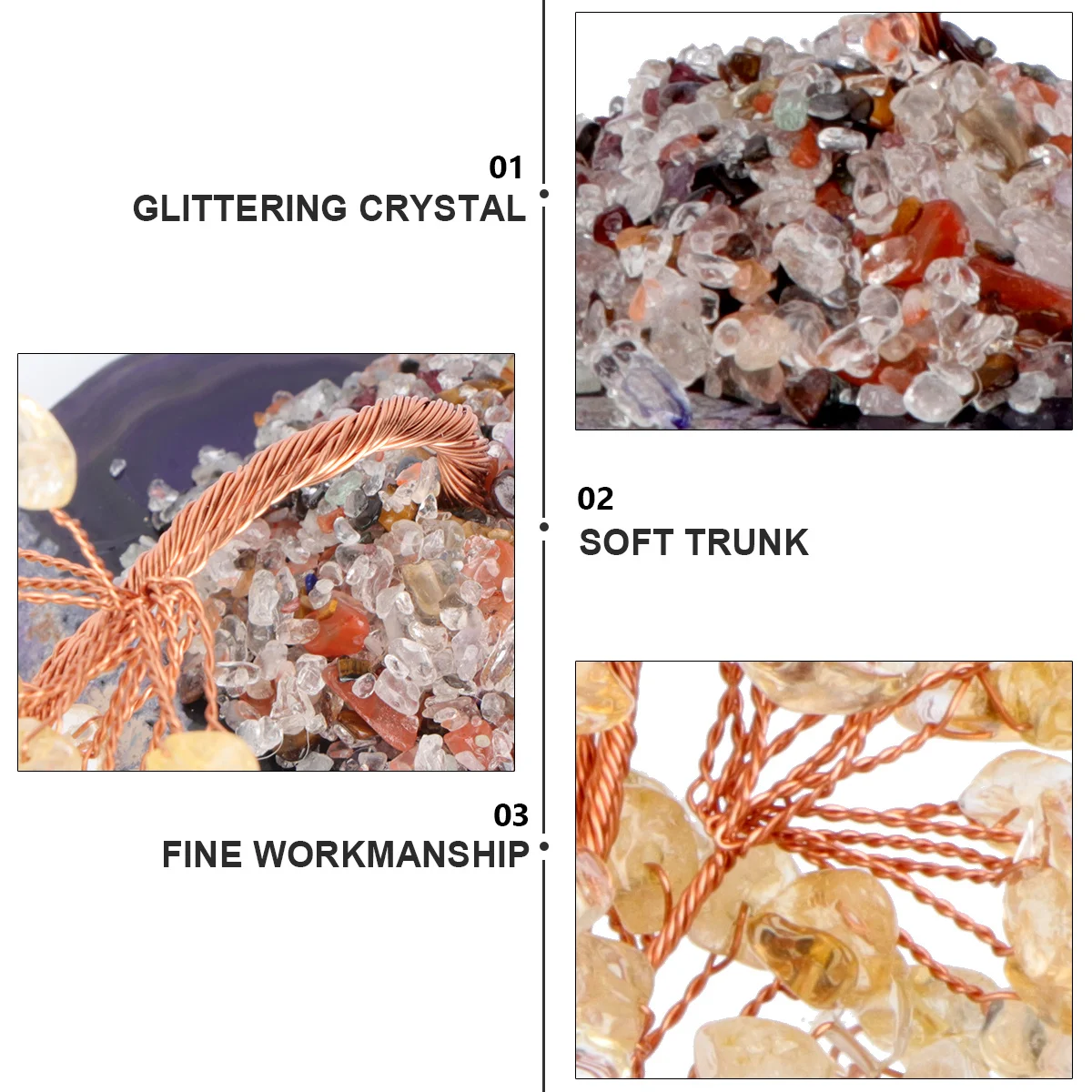 

1Pcs Natural White Crystal Money Tree Decoration Bonsai Inspired Wealth Symbol for Office Home Shop Feng Shui Decorative Statue