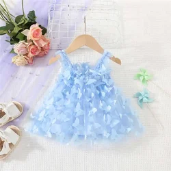 (0-3 Years Old) Summer Baby Girl with A Net Full of Butterflies, Suspender Dress, Cute Princess Dress Girl