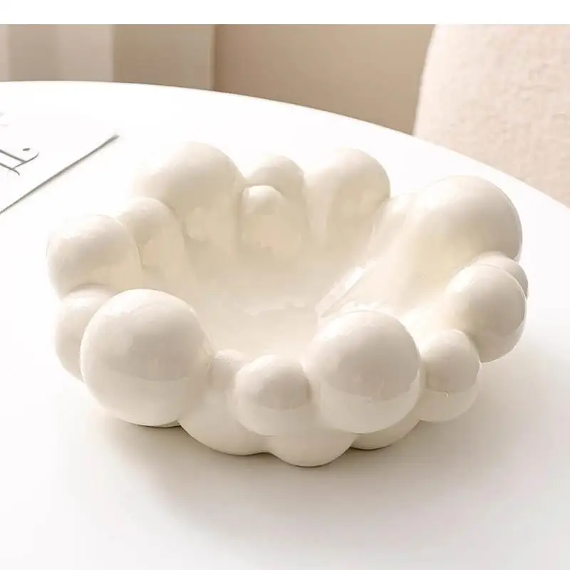 Solid Color Ceramic Fruit Plate Living Room Tea Table Snack Dried Candy Plates Household Tableware