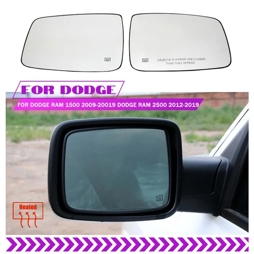 Espejo retrovisor izquierdo y derecho para coche, cristal calefactado para conductor y pasajero, accesorios para Dodge Ram 1500, 2500, 2010-2019