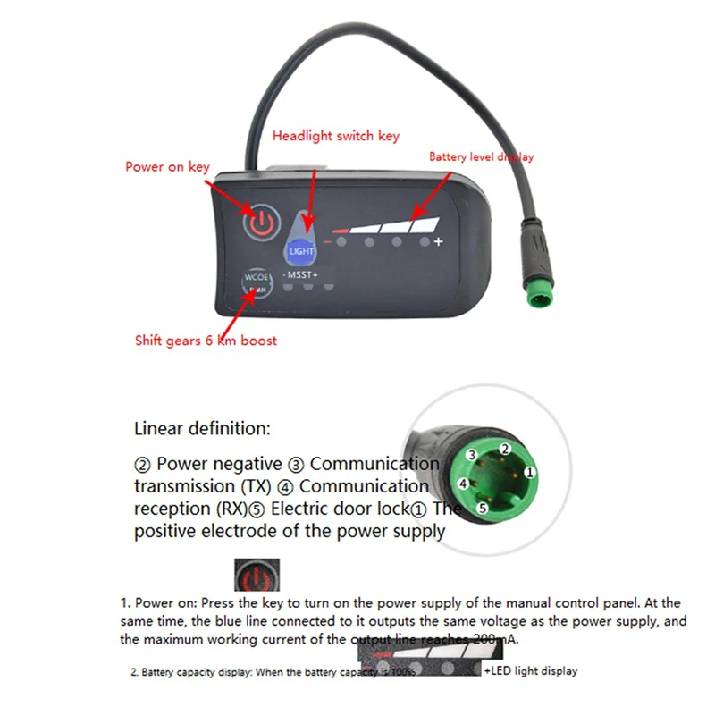 

ABJM-2X Electric Bicycle Display JN Controller Panel S810 LED Display Waterproof Electric Bike Ebike Accessories,36V