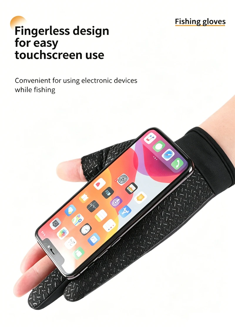 1 Paar Angelhandschuhe mit Sonnenschutz, 3 Freie Finger, Rutschfest, Atmungsaktiv, Geeignet für Outdoor-Sport, Radfahren, Angeln – Detail 4