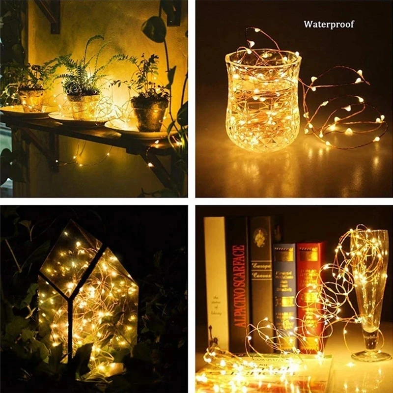 2M 3M 5M 10M 100 Led String Kawat Perak 3XAA Baterai Dioperasikan Natal Pesta Pernikahan Dekorasi LED String Lampu Peri