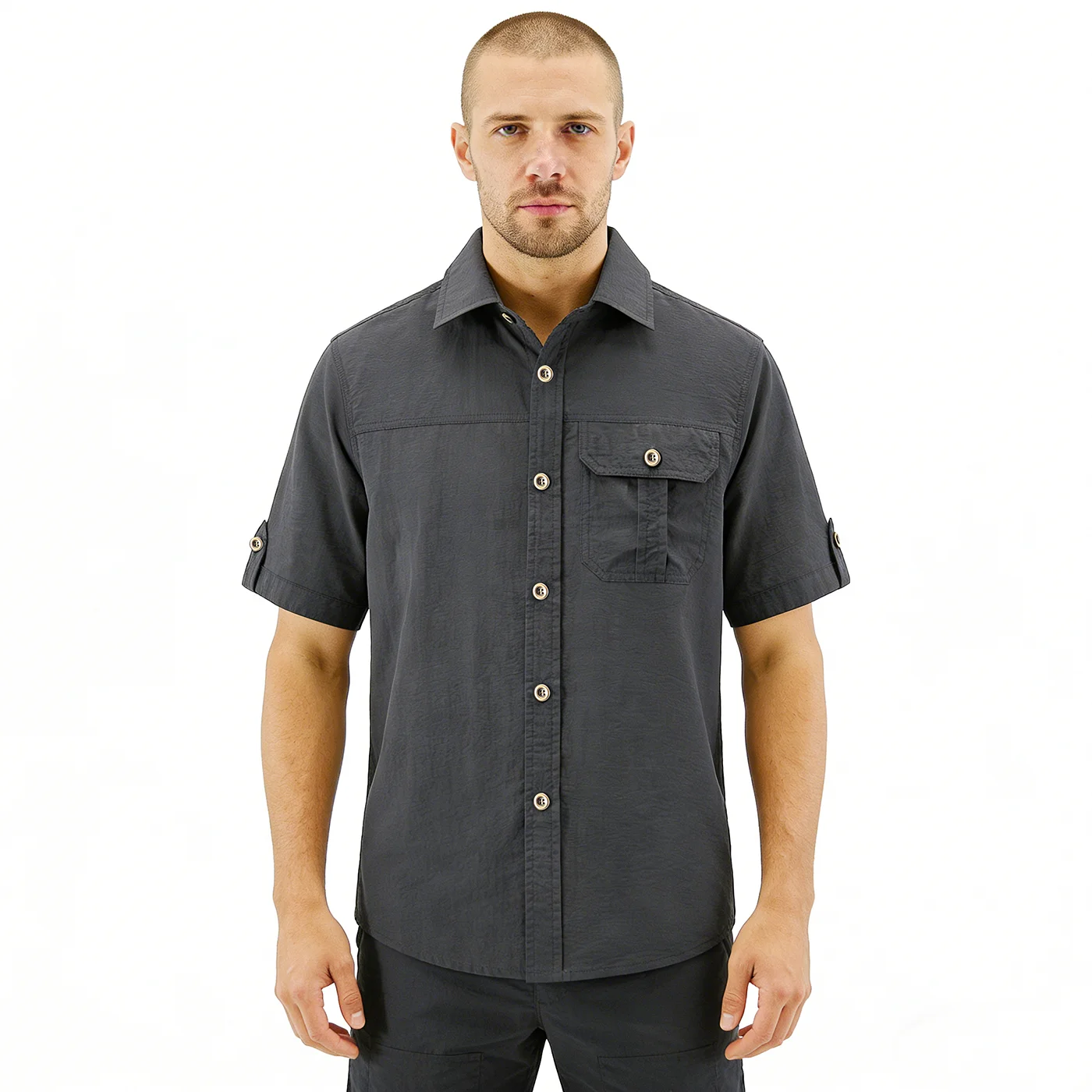 

Men's Short Sleeve Button Down Shirt Quick Dry Casual Shirt Breathable Summer Beach Top With Pockets Outdoor Hiking Travel