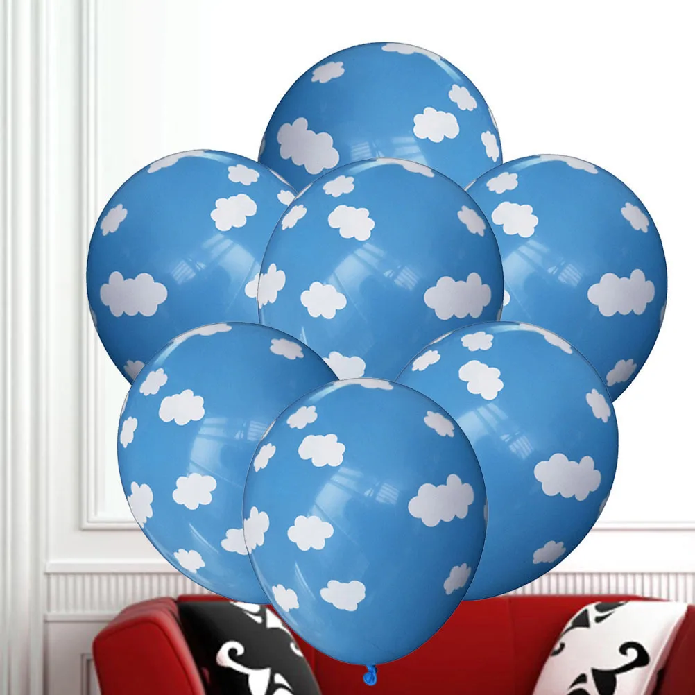 

1Set Printed Latex Balloons Blue Balloon Set Decorative Supplies Great for Holiday Photos Celebration