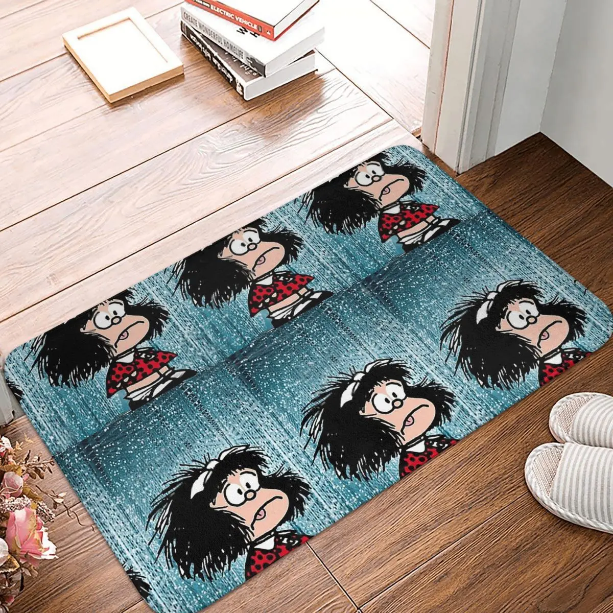 Mafalda Miguelito Comic Bath Mat In Shock Doormat Flannel Carpet Outdoor Rug Home Decor