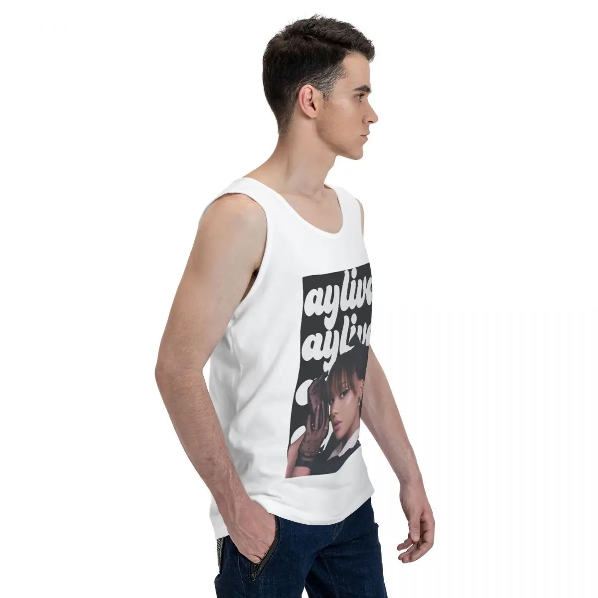 Pop Art Ayliva In Liebe 100% Cotton Men's Sweatshirt Vest Sleeveless Clothing Tees Men Tank Tops T-shirt
