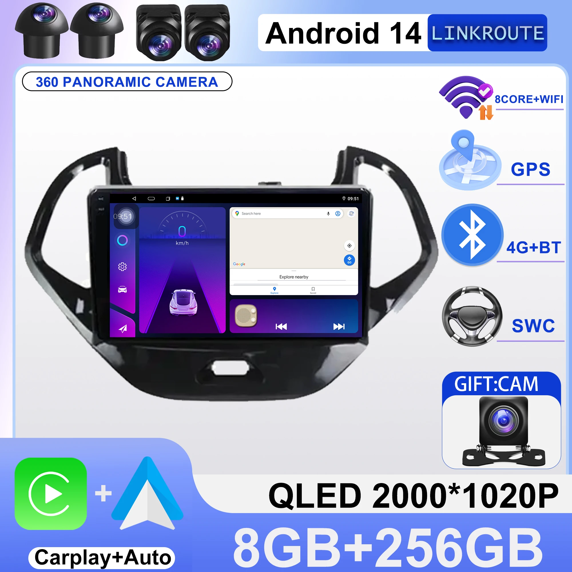 Android 14 For Ford FIGO KA 2015 2016 2017 2018 Car Radio Multimedia Player Navigation No 2din DVD Stereo Head Unit WIFI Screen