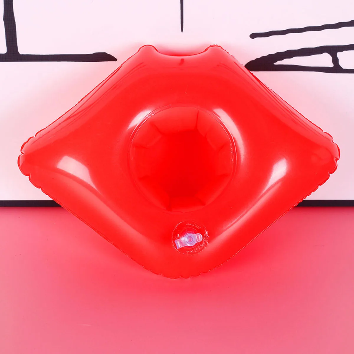 

5 PCS Inflatable Red Lips Drink Holder PVC Lightweight Pool Swim Party Mesh Net Bucket Rack for Beer Water Stable Use