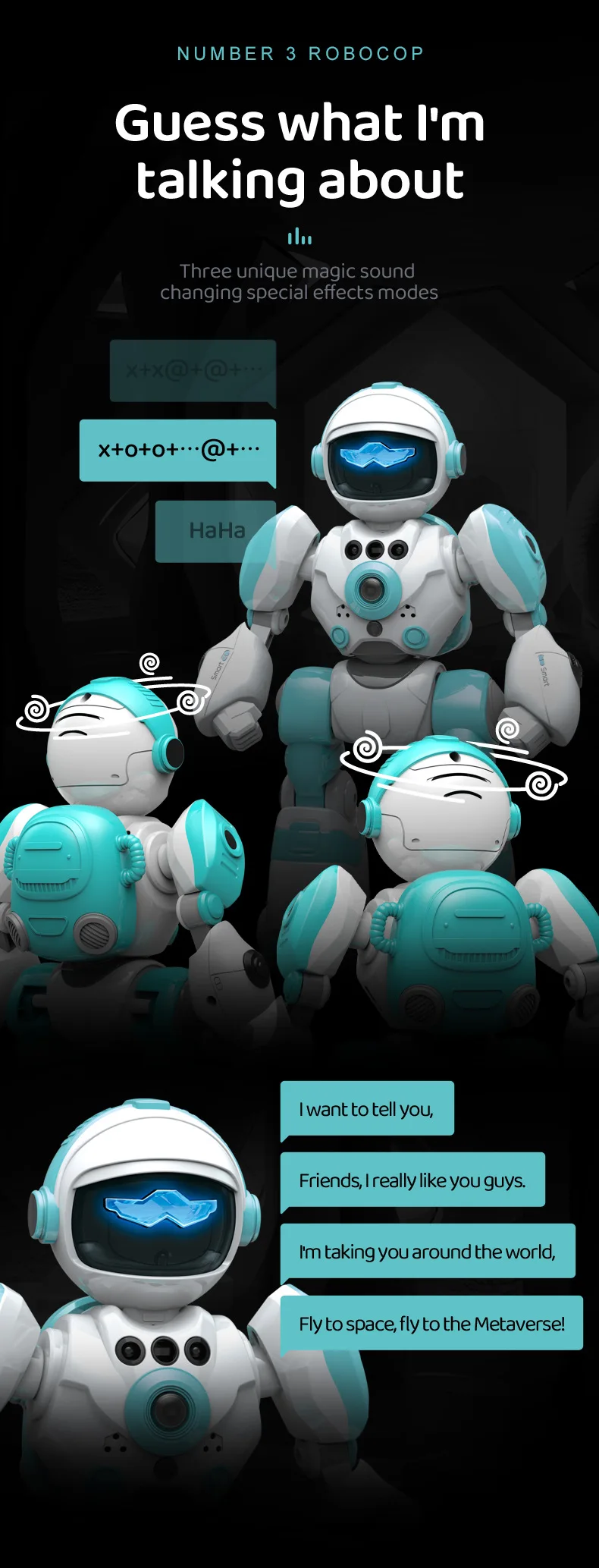 Smart Kids Robot Interactive Intelligent Robo for Kids Robotics Music Dance Record Repeat Touch Gesture Control Toys for Boys Children Christmas Gifts Ship from US Warehouse Fast Delivery