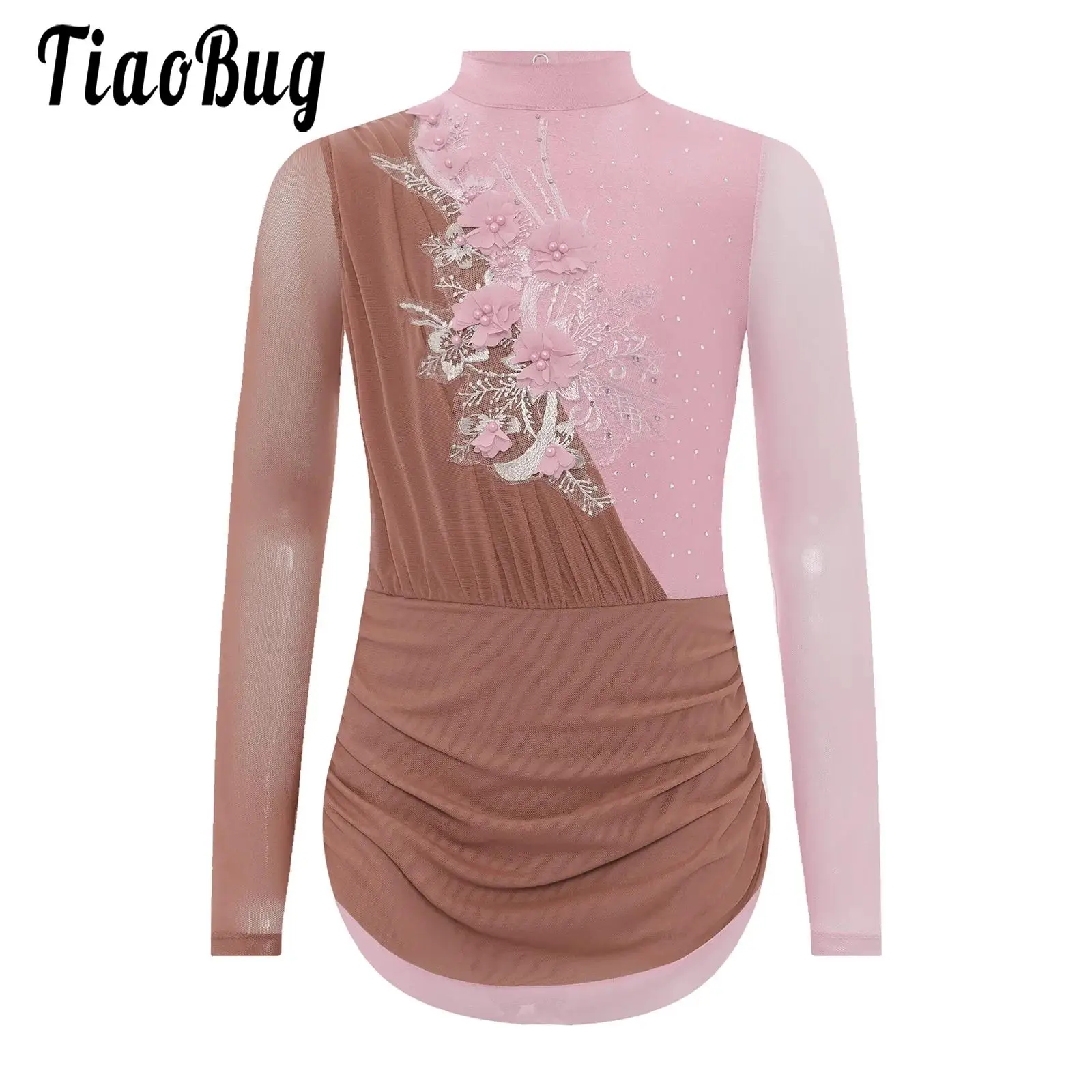 

Kids Girls Figure Ice Skating Dress Long Sleeve Mesh Skirted Leotards Lyrical Dance Costume Contemporary Leotard Dress Dancewear