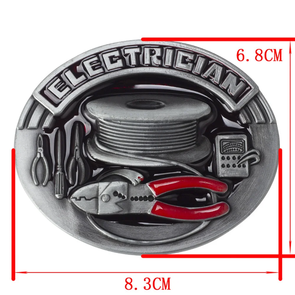 Western Cowboys Zinc Alloy Electrician Worker Brand Designer Belt Buckle for Men