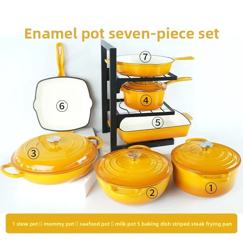 Household enamel cast iron pot soup saucepan gas induction cooker