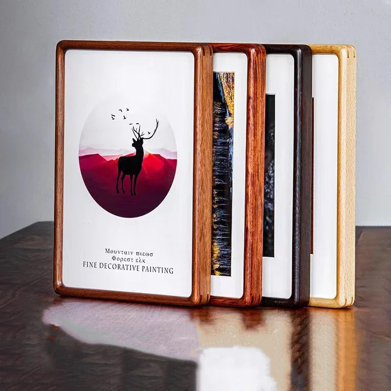 Premium Sapele Solid Wood Photo Frame - High-End Walnut Table Decor for Family Display, Elegant Art Frame Home Decor