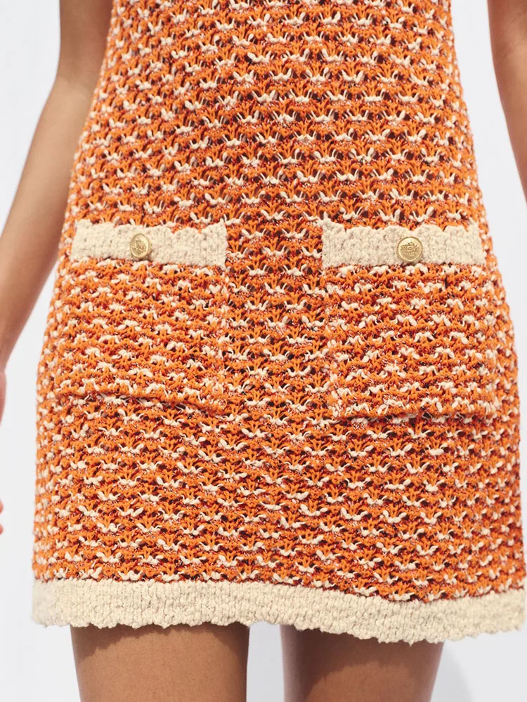 Vestido  de Punto para Mujer, Nuevo Estilo Veraniego, Cuello Redondo, Sin Mangas, Texturizado, E, para el Trabajo,...