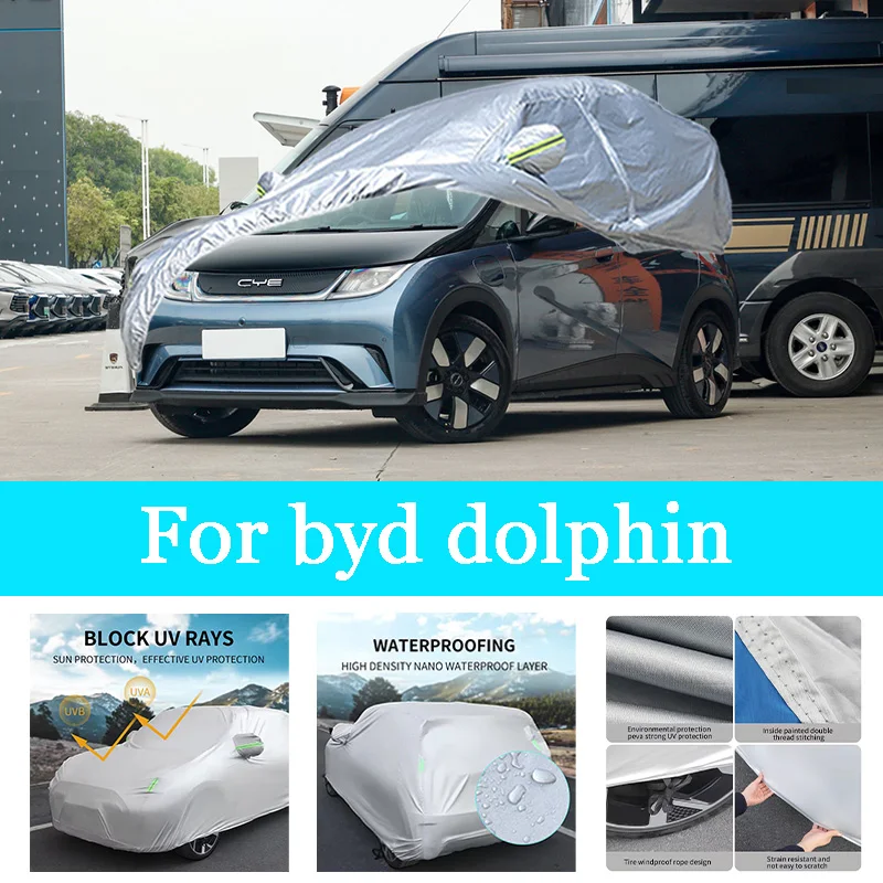 

Car Cover Outdoor Full Exterior Snow Cover Sunshade Waterproof Dustproof Protection with Reflective Strips for Byd Dolphin