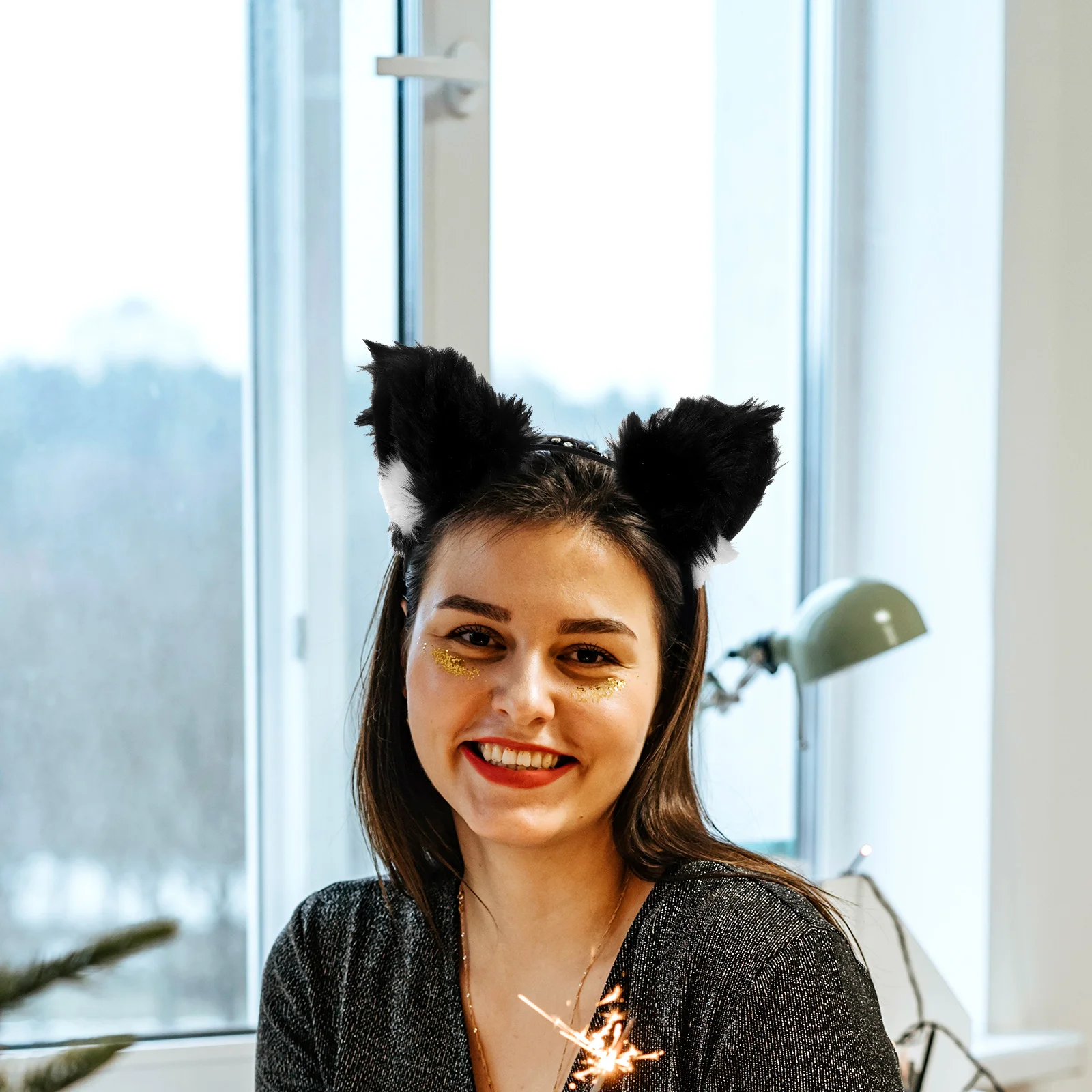 

2 Pcs Cat Ears Headband Party Headbands for Adults Headwear Charming Cosplay Hair Stitching Miss