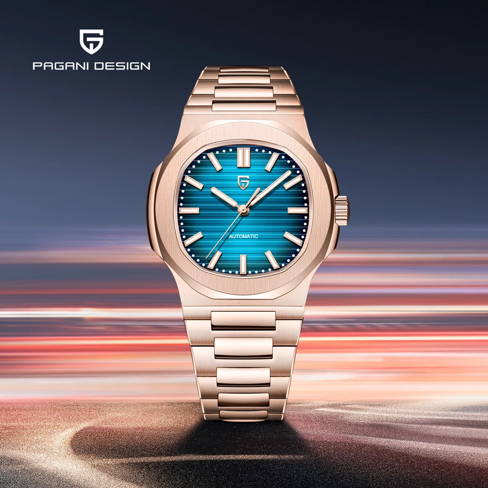PAGANI DESIGN ساعات رجالية باللون الذهبي الوردي ساعة أوتوماتيكية فاخرة للرجال ساعة يد ميكانيكية AR الياقوت مقاوم للماء ساعة مضيئة #1
