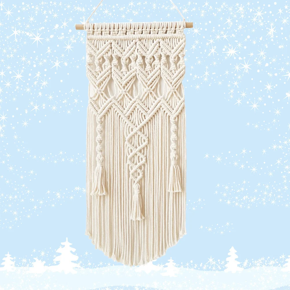 

Bohemian Tassel Tapestry Wall Art Handcrafted Cotton Rope Hanging Decor for Bedroom Living Room Apartment Dorm Room Nursery