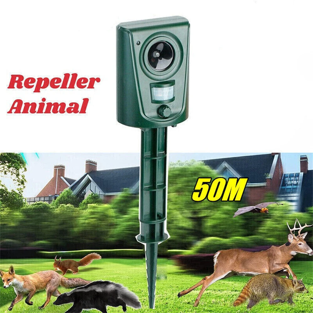 Animal Repeller Ultrasonic New Sensor Outdoor Waterproof Garden Pest Mouse Fox Cat Dog Bat Repellent Animals Deterrent Scarer