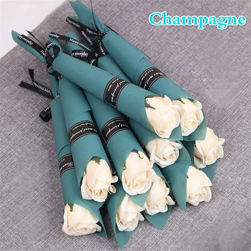 10 PCs Artificial Rose Flower Soap Bouquet Wedding Flower Decoration Multicolor Fake Roses