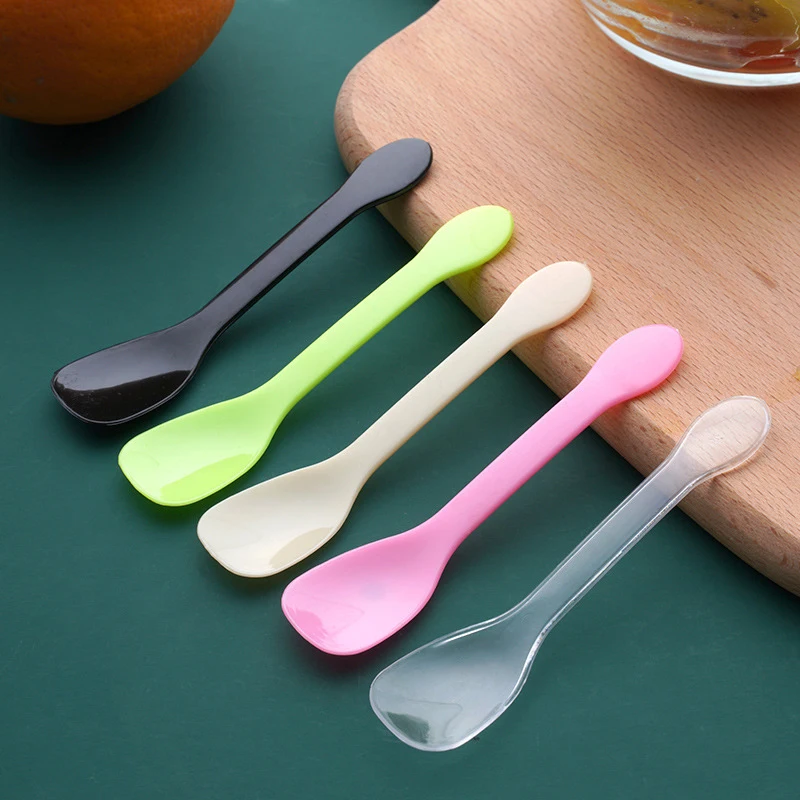 Mini cucharas de plástico de piezas, cubertería para gelatina, helado, postre, aperitivo, suministros para fiestas, 100