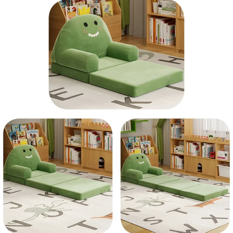 Plush Children Couch Backrest Armchair Cute Cartoon Foldable Kids Sofa Boys Girls Comfortable Lazy Folding Small Sofa Bed