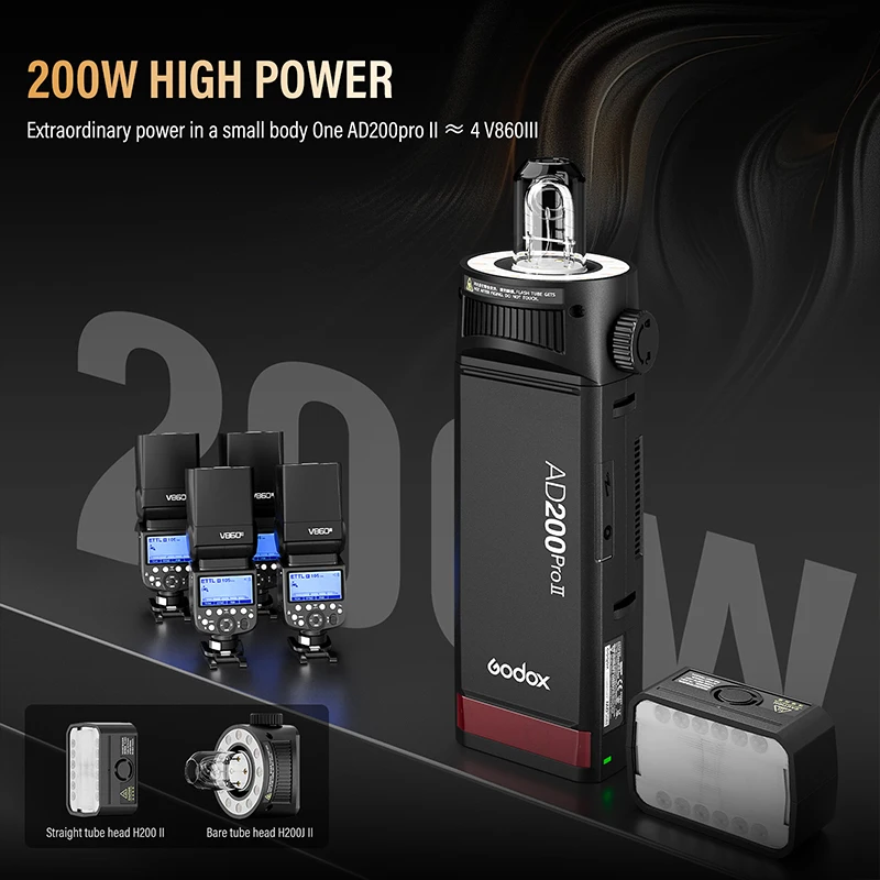 Godox AD200ProII TTL 2.4G กล้องไร้สาย Pocket light-duty Flash เข้ากันได้กับ Nikon Canon Sony Fuji Olympus
