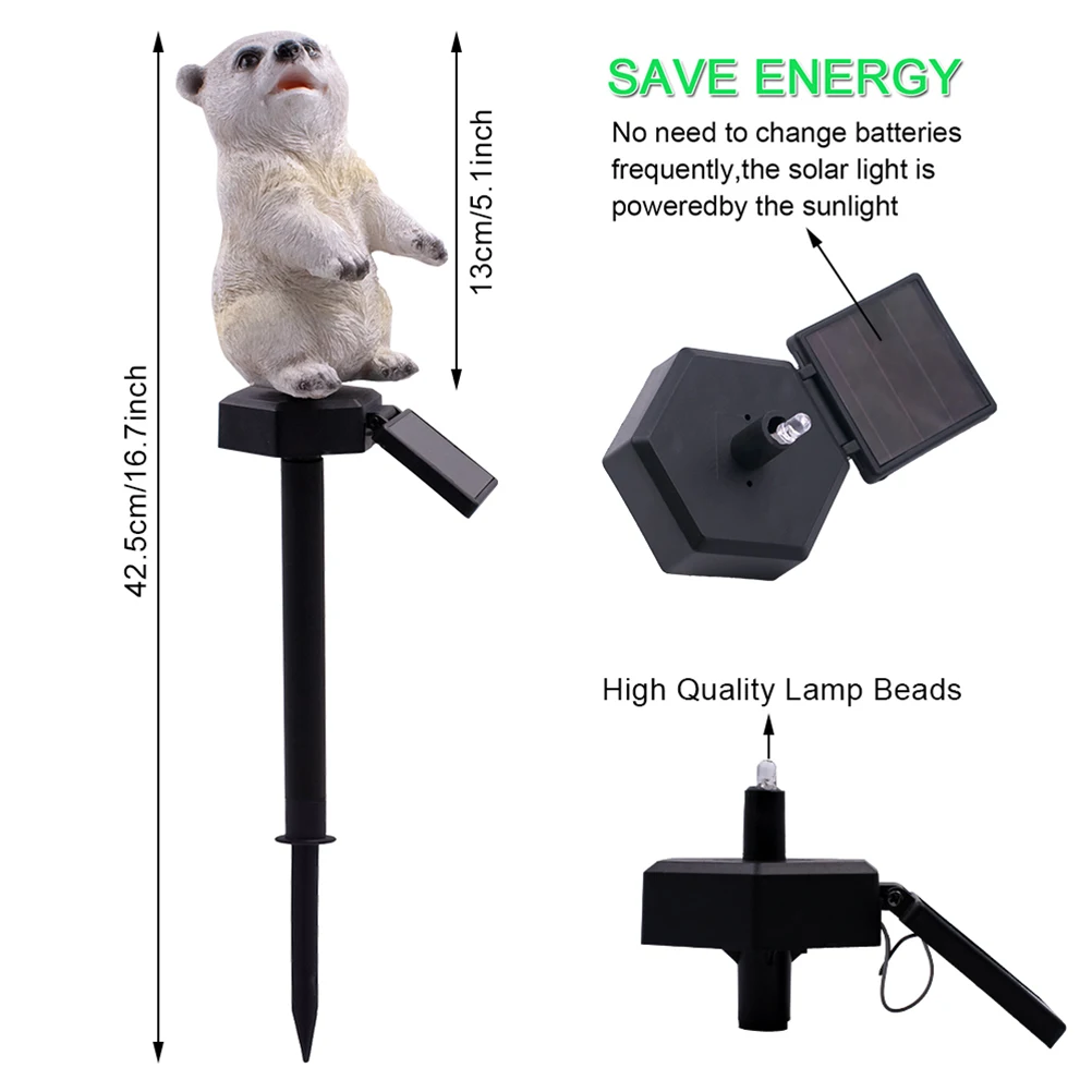 

Solar LED Polar Bear Lawn Light Waterproof Solar Powered Garden Light Outdoor Garden Landscape Decorative Lamp(Warm White)