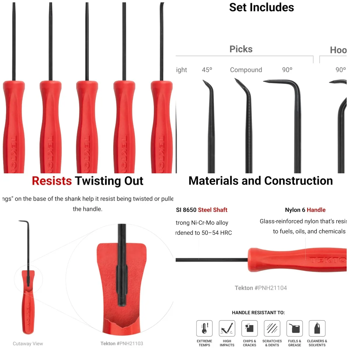 

Pointed Pick and Hook Set (5-Piece) | PNH90102 | Made in USA